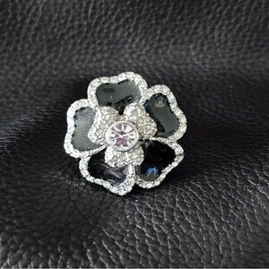 Lia Sophia “Blooming” ring. Gardenia flower with rhinestones.